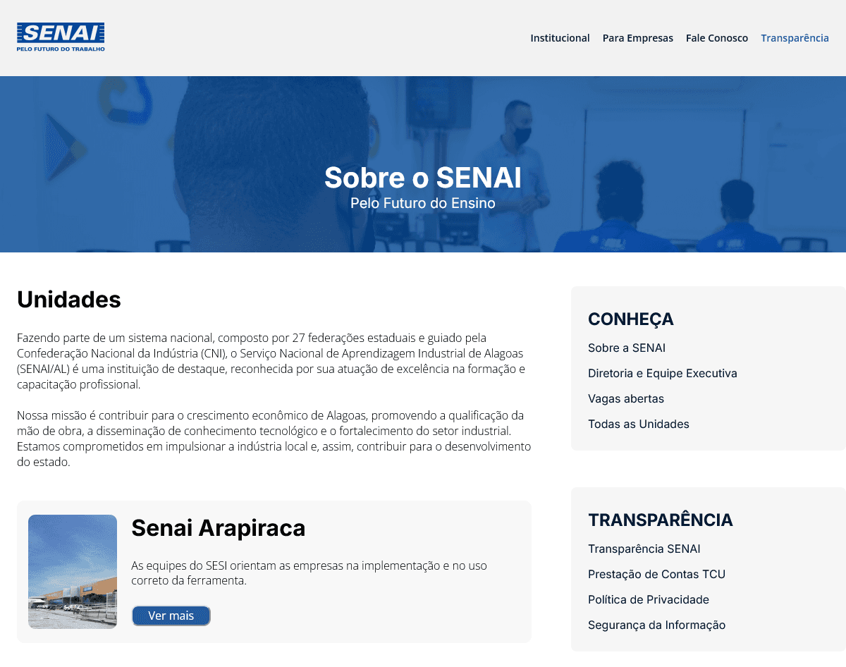 Foto do projeto Sobre o SENAI